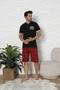 Plaid Pajamas with Paired Placket Short Sleeve Shorts for Lovers, Couples and Dowry - 2