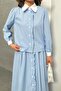 Women's Striped Front Detailed Shirt-Skirt Double Set - 2