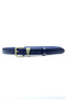 Genuine Leather Antique Yellow Buckle Women's Belt 2.5cm Navy Blue - 4