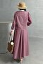 Women's Striped Front Detailed Shirt-Skirt Double Set - 4
