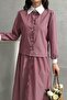 Women's Striped Front Detailed Shirt-Skirt Double Set - 3