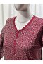 Lifera Elegant Floral Patterned Combed Cotton Mother's Blouse, Large Size