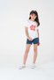 100% Cotton Floral Patterned White Sequin Embroidered Girl's T-Shirt - Lace up - 2