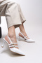 Qilyrra Women's Pointed Toe Heeled Shoes 00128306   White Patent Leather - 4