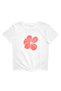 100% Cotton Floral Patterned White Sequin Embroidered Girl's T-Shirt - Lace up - 5