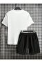 Design Printed Oversize Tshirt and Shorts 2-Piece Bottom Top Set - 3