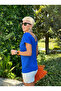 بلوزة ساكس زرقاء من الأمام والخلف برقبة على شكل حرف V - 2
