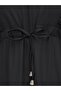 Ruffled Front Half Button Tunnel Lace Dress -Black - 6