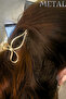 Gold Color Metal Latch Buckle Bow Shaped Stylish Hair Clip 7 cm - 2