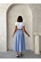 Pleated Midi Linen Look Skirt - 5