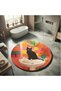 Alya Collection Round Decorative Carpet with Black Cat Detail Woven Base in Sink alya81