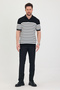 Men's Polo Neck Black Knitwear T-Shirt with White Stripe Detail - 3