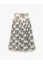 Viscose Fabric Cotton Lined Floral Patterned Midi Flared Skirt with Tie Waist - 4