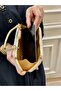 Women's Silvery Handle Detailed Chain Long Strap Evening Dress Bag - 5