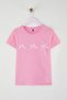 Pink Girl Child 100% Cotton Ribbon Detailed Short Sleeve Knitted T-Shirt Tkdss25Ts00105