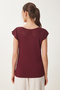 Women's Burgundy Openwork Summer Knitwear Blouse Wa00002 - 6