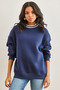 Women's Navy Blue Collar Detailed Thick Sweatshirt with Ruffles Swt-19000687 - 3