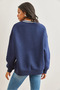 Women's Navy Blue Collar Detailed Thick Sweatshirt with Ruffles Swt-19000687 - 6