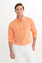 Men's Orange Comfort Fit Relaxed Fit Hidden Button Collar 100% Cotton Flared Shirt