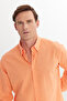 Men's Orange Comfort Fit Relaxed Fit Hidden Button Collar 100% Cotton Flared Shirt - 4