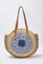 Multi-Colored Color Block Hand-Knitted Straw Women's Medium Size Round Shoulder Bag Takss25Oc00054 - 6