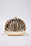 Metalik Altın Deniz Kabuğu Abiye Kadın Şık Mini Boy Clutch El Çantası TAKSS25OC00063 - 3