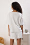 Çok Renkli 3'lü %100 Pamuklu Çiçekli Şortlu Örme Pijama Takımı THMSS25PT00419 - 3