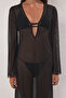 Siyah Örme Cut Out Detaylı Maxi Plaj Elbise TBESS25EL00116 - 3