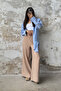 Vizon Modal Cep Detaylı Wide Leg/Geniş Paça Pileli Dokuma Pantolon TWOSS25PL00081 Palazzo