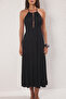 Siyah Örme Cut Out Detaylı Maxi Plaj Elbise TBESS25EL00123 - 3