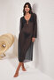 Siyah Örme Cut Out Detaylı Maxi Plaj Elbise TBESS25EL00116