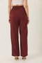 Women's Burgundy Pleated Pocket Detailed Belted Elastic Back Palazzo Latina Trousers 3241 60283220 - 6
