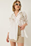 Women's White Sequin Embroidered Regular Fit Aerobin Shirt 60283213 - 4