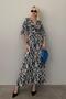 Black Zebra Print V-Neck Half Sleeve Dress Mg2394