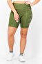 Women Stretchable Textured Basic Shorts, Olive