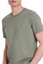 Olive Green Regular Fit 100% Cotton V-Neck T-Shirt - 4