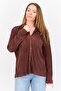 Women Spread Collar Long Sleeves Coardaray Blouse, Brown