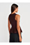 10740 Crew Neck Flounce Knitwear Blouse-Brown - 2