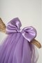 Girl's Bow Detail Belted Short Sleeve Purple Dress - 5