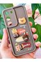 Galaxy S22 Case Designed with Patterned Camera Protection Teddy Bear Coffee Color Soft Silicone Cover - 4