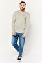Men V-Neck Embroidered Logo Sweater, Grey - 4