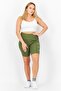 Women Stretchable Textured Basic Shorts, Olive - 3
