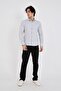 Slim Fit Light Gray Italian Collar Cotton Men's Shirt - 7
