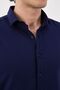 Slim Fit Navy Blue Italian Collar Cotton Men's Shirt - 2