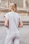 Women's Modal Silky L Stretch Fabric Fabric Wide Crew Neck Off Shoulder T-Shirt Blouse-Stone - 7