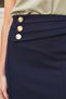 Women's High Waist Gold Metal Button Detailed Front Slit Below Knee Lightweight Lycra Fabric Pencil Skirt-La - 6