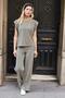 Women's Modal Silky Lycra Fabric High Waist Front Stitched Pocketed Wide Leg Palazzo Trousers-Khaki - 4