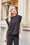 Women's Modal Silky Lycra Fabric Wide Zero Neck Low Shoulder T-Shirt Blouse-Black - 4