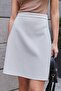 High Waist Light Lycra Fabric Knee Length Bell Skirt-Light Gray