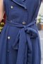 Women's Silky Modal Lycra-Free Fabric Wrap Double-Breasted Collar Pocketed Lace-Up Midi Length Below-Knee Dress-La - 5